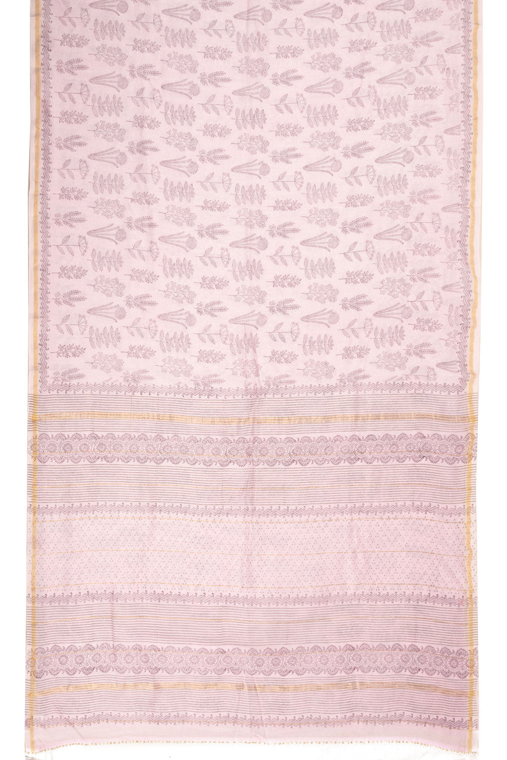 Pink Printed Chanderi Silk Cotton Saree