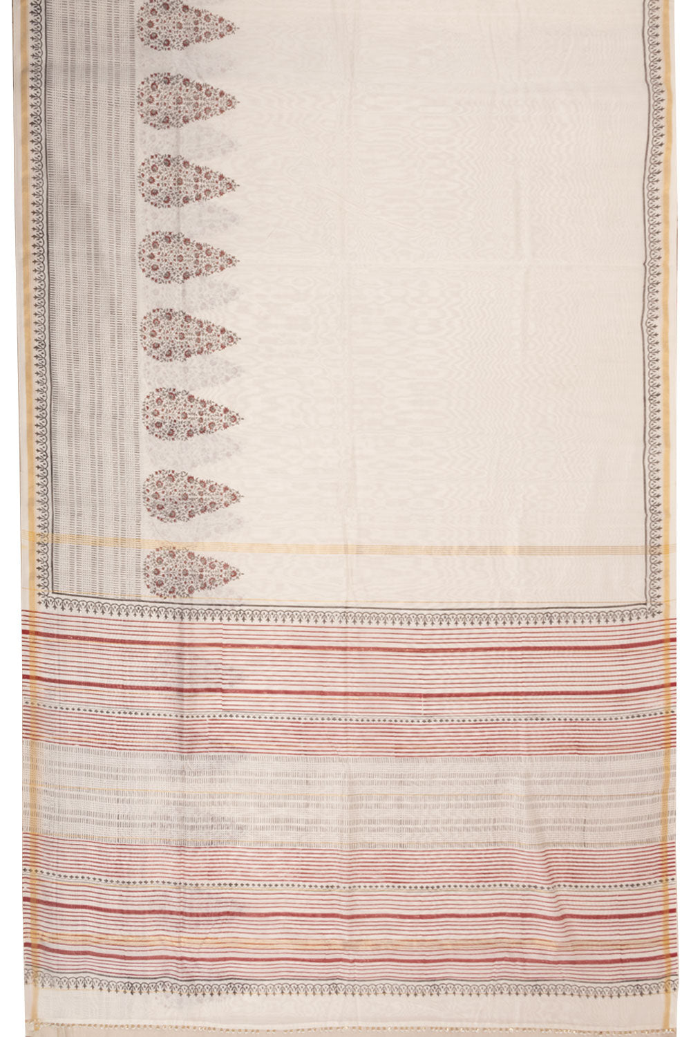 Cream Printed Chanderi Silk Cotton Saree