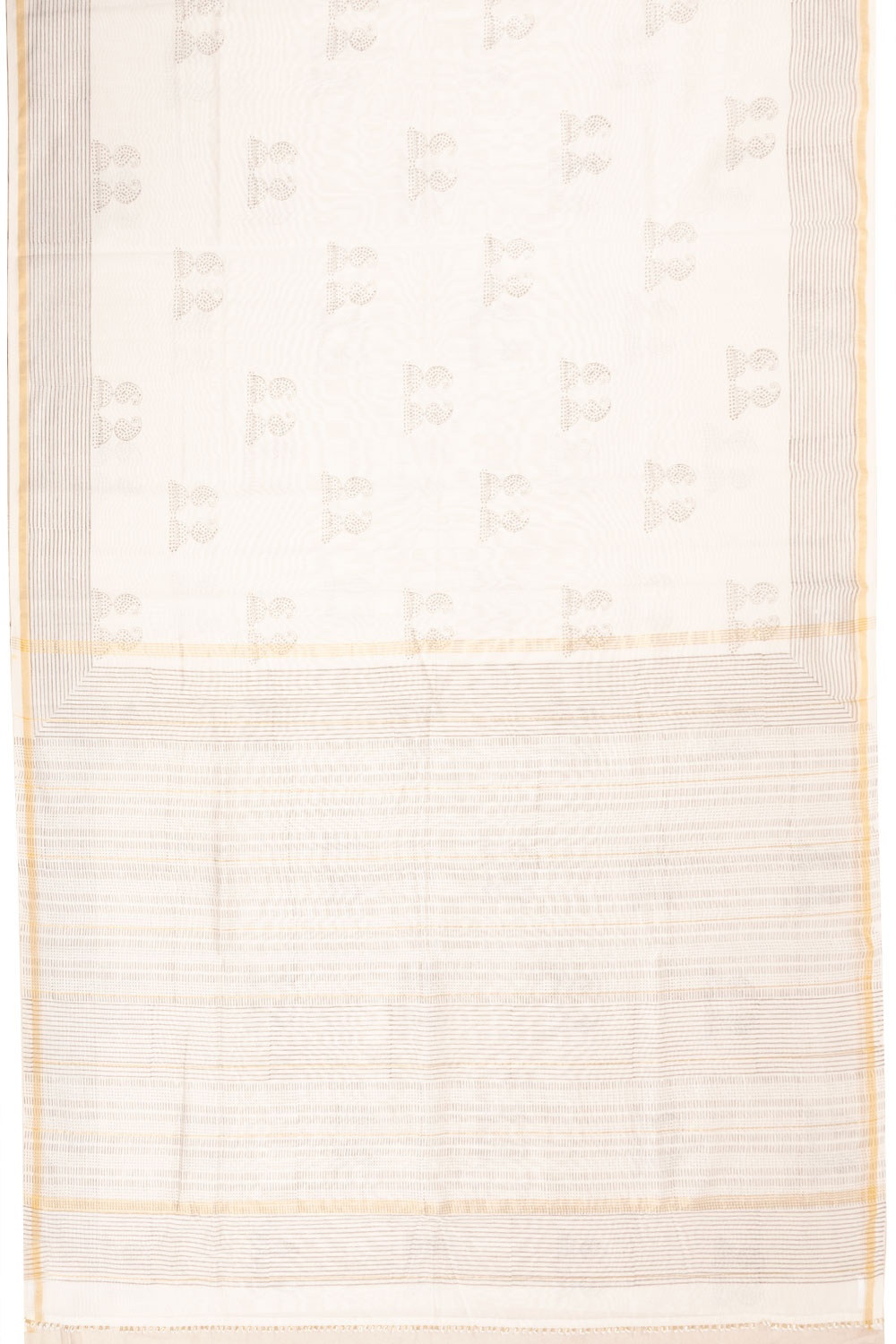 Cream Printed Chanderi Silk Cotton Saree