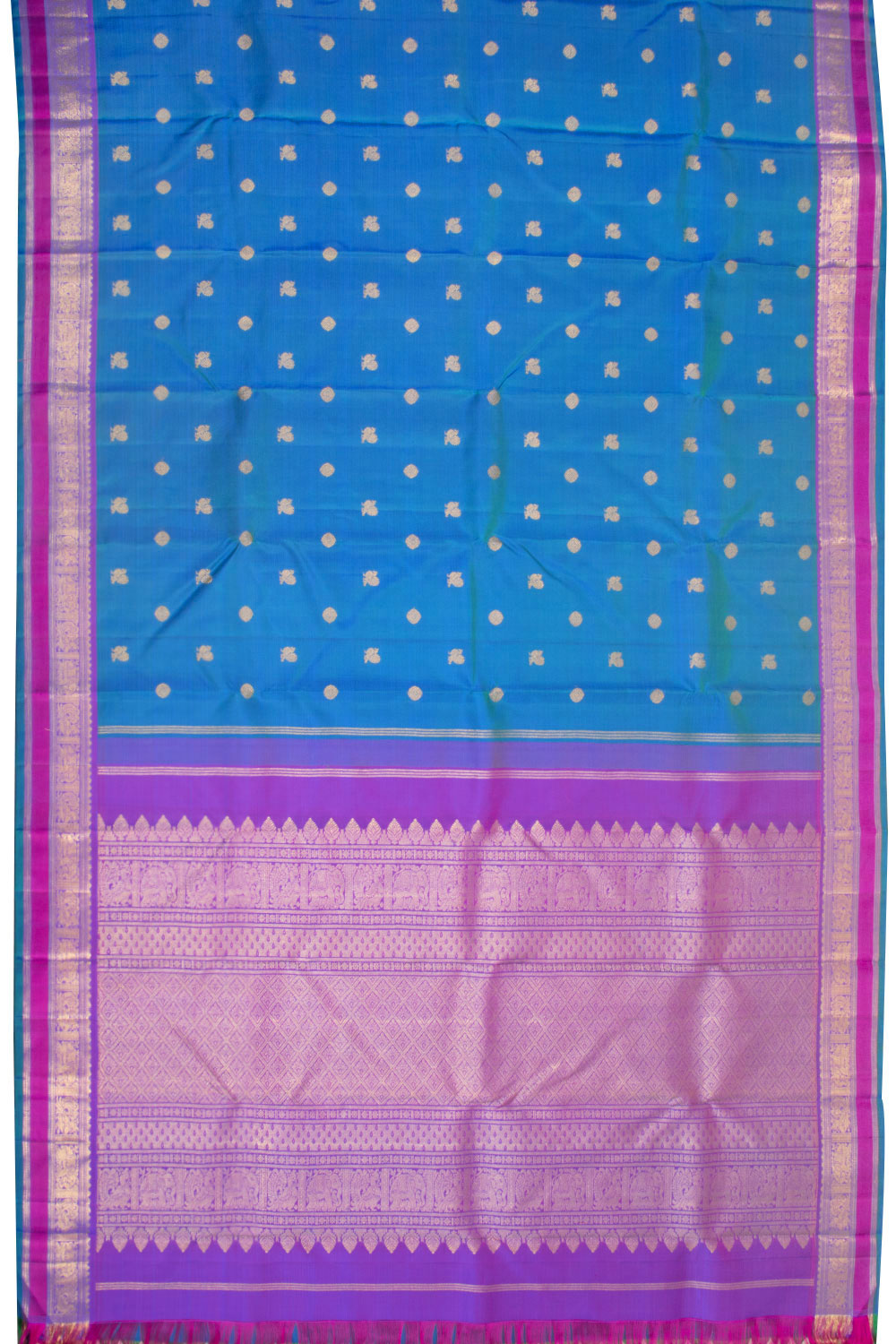 Peacock Blue Bridal Kanjivaram Silk Saree 10070631