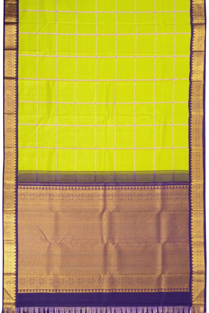 Yellow Checked Kanjivaram Silk Saree 10070638