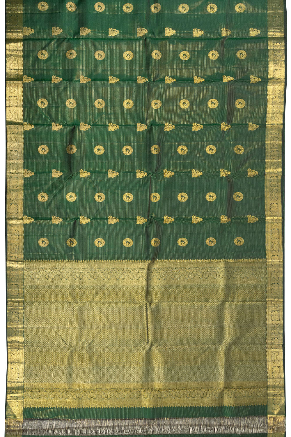 Green Handloom Vaira Oosi Bridal Kanjivaram Silk Saree 10070643