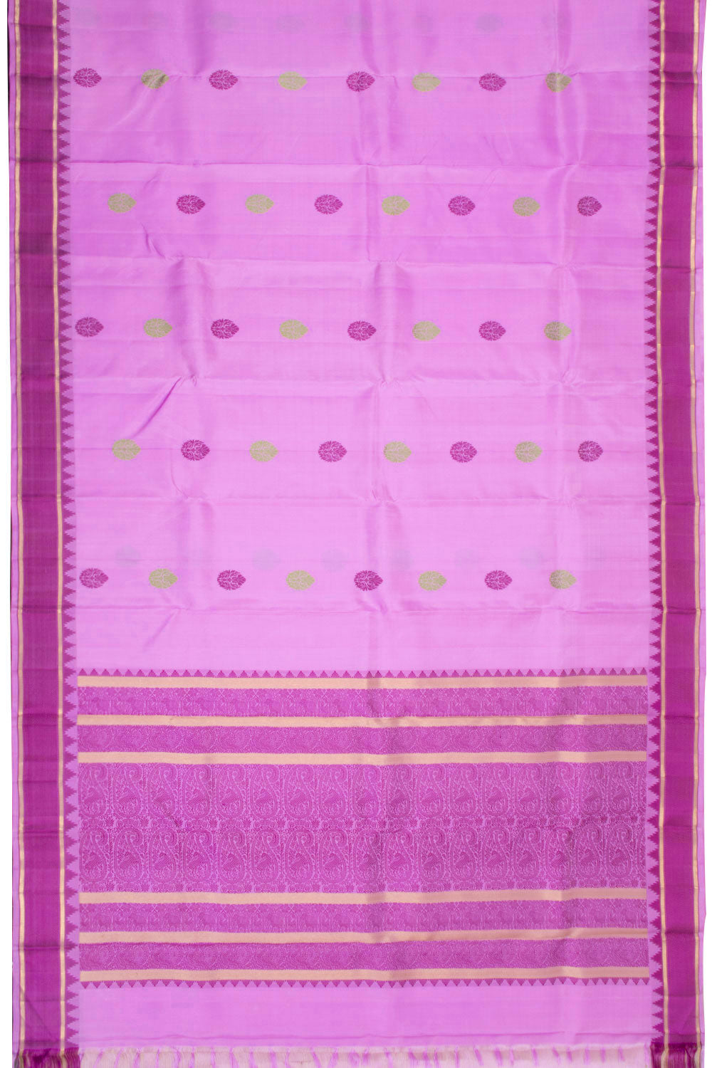 Neon Pink Threadwork Kanjivaram Silk Saree 10070645