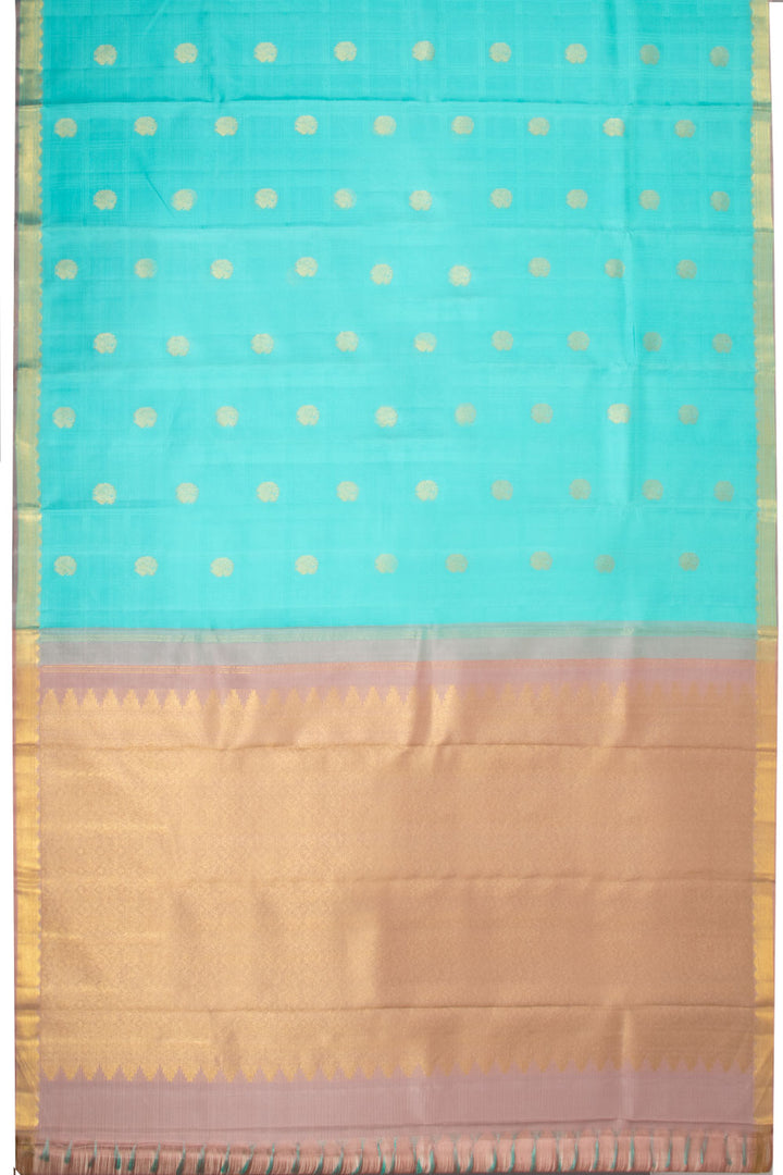 Aqua Blue Pure Silk Kanjivaram Saree 