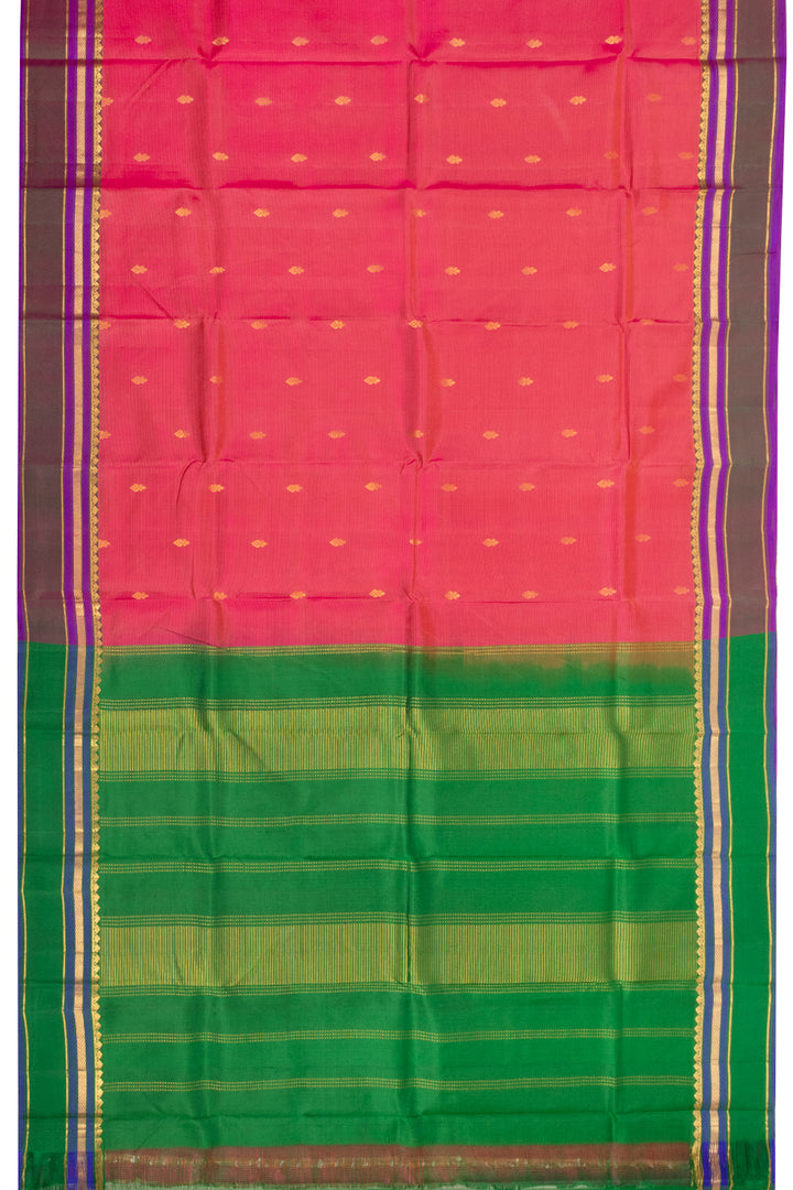 Peach Handloom Kanjivaram Pure Silk Saree