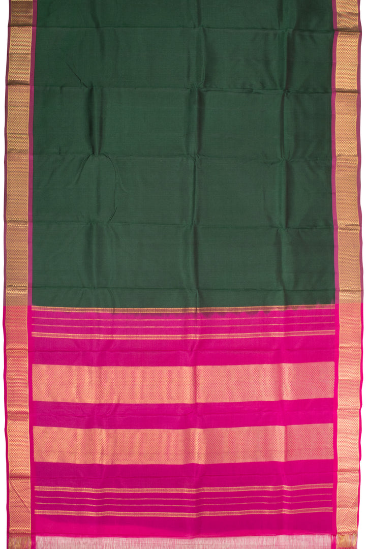 Pine Green Handloom Kanjivaram Pure Silk Saree