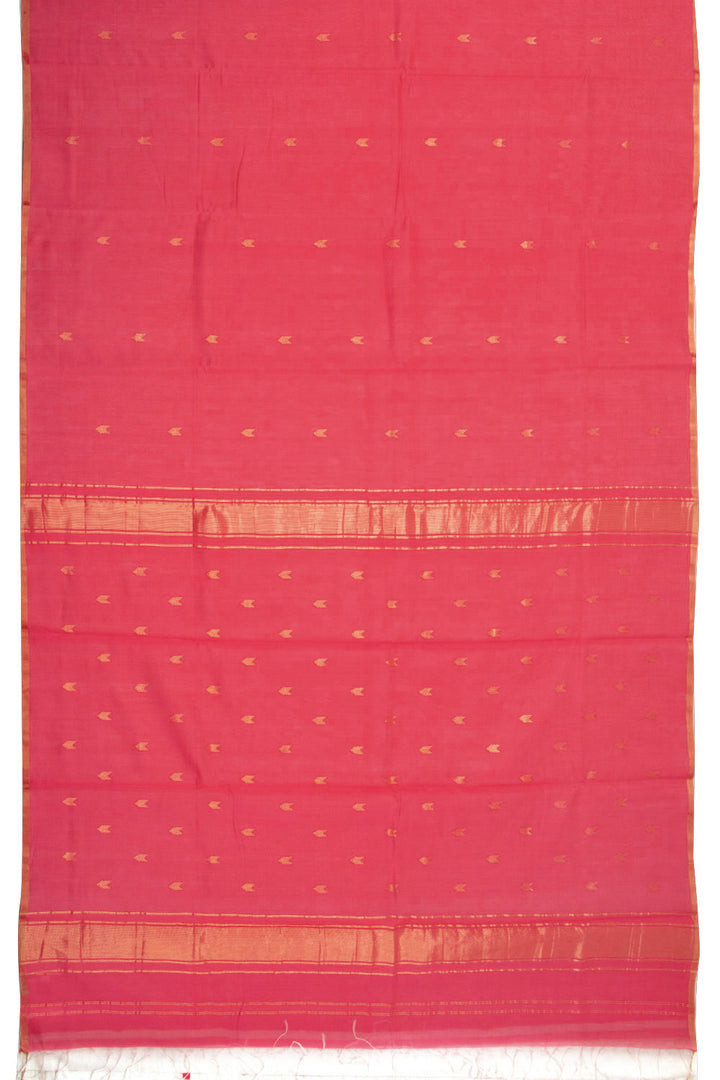 Peach Handloom Maheshwari Silk Cotton Saree 10073130