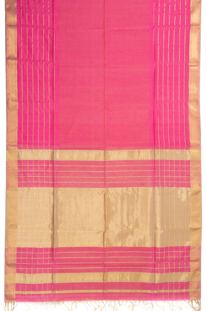 Pink Handloom Maheshwari Silk Cotton Saree 10073134