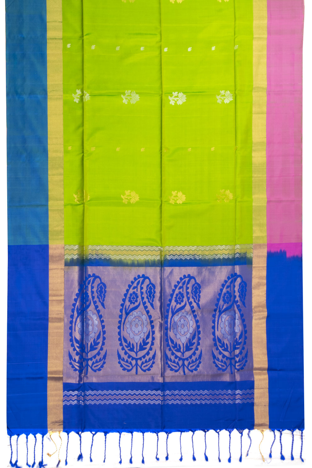 Lime Green Handloom Kanjivaram Soft Silk Saree 10070692 - Avishya