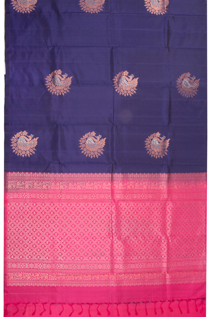 Blue Handloom Kanjivaram Silk Saree 10070711 - Avishya