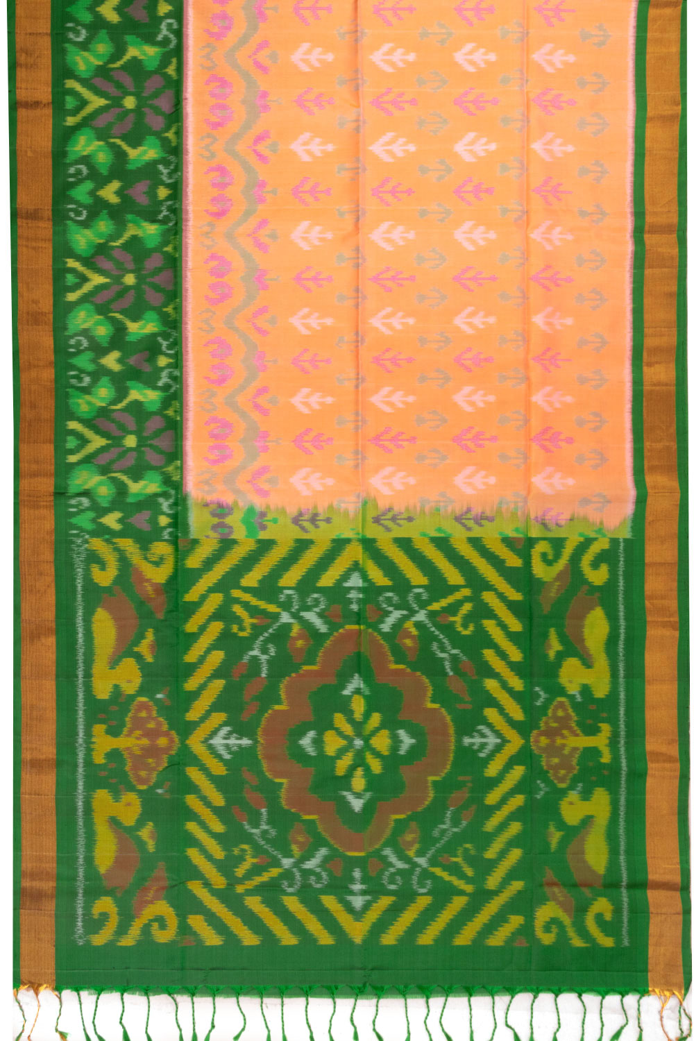 Peach Handloom Ikat Kanjivaram Silk Saree 10070722