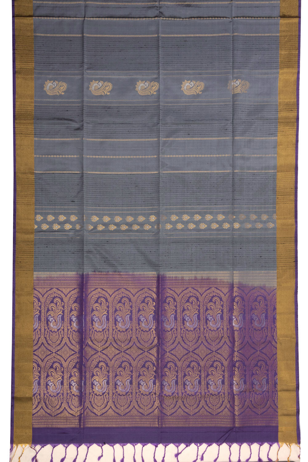 Grey Handloom Kanjivaram Soft Silk Saree 10073909