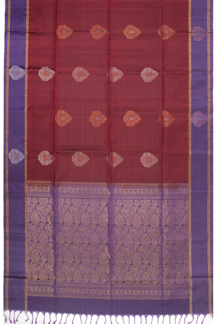 Maroon Handloom Kanjivaram Soft Silk Saree 10073925