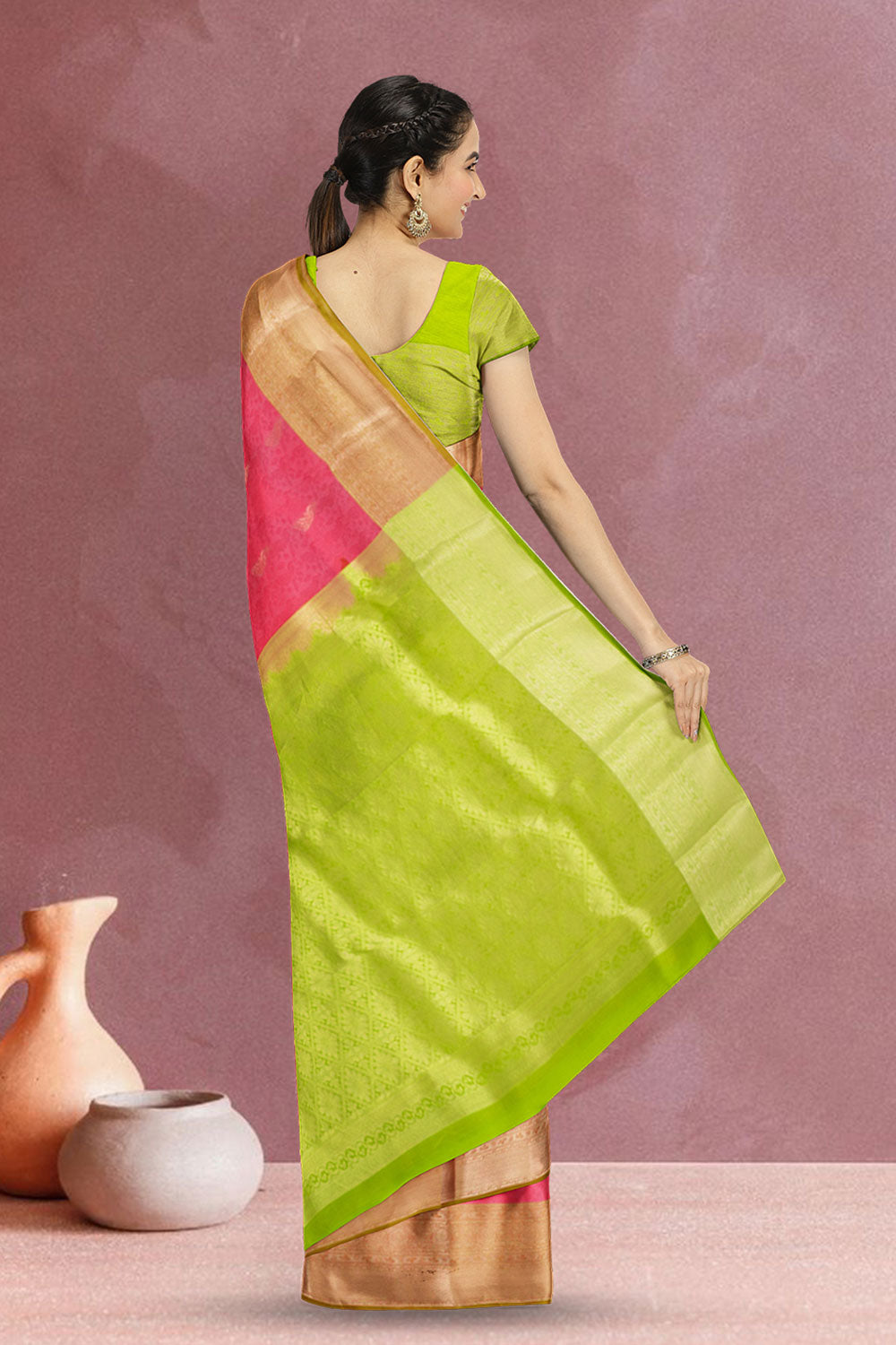 Pink Handloom Kanjivaram Silk Saree 10073841