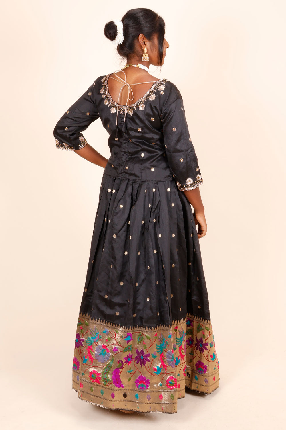 Black Handcrafted Paithani Lehenga-Avishya