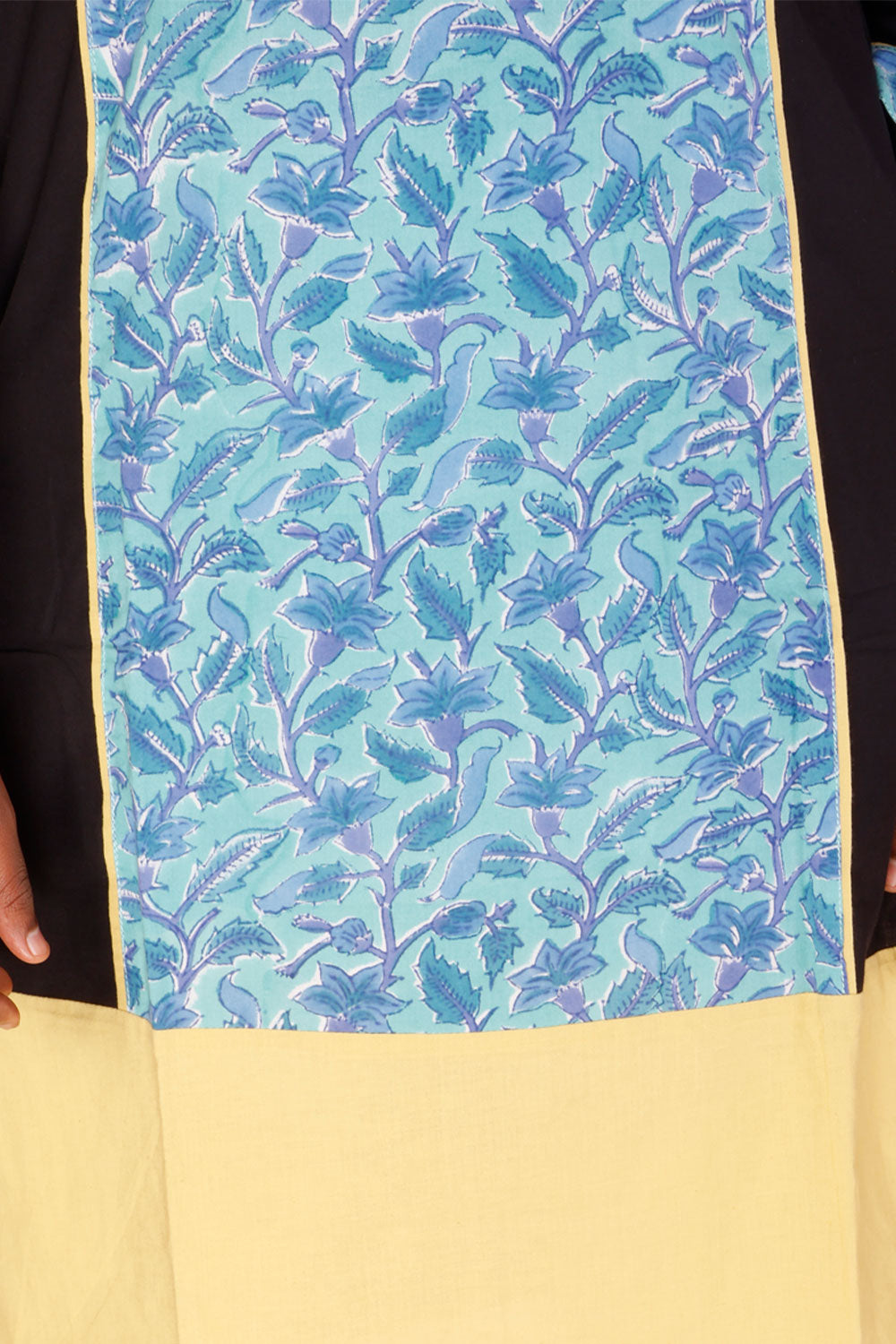 Blue Hand Block Printed Cotton Kurta 10018122