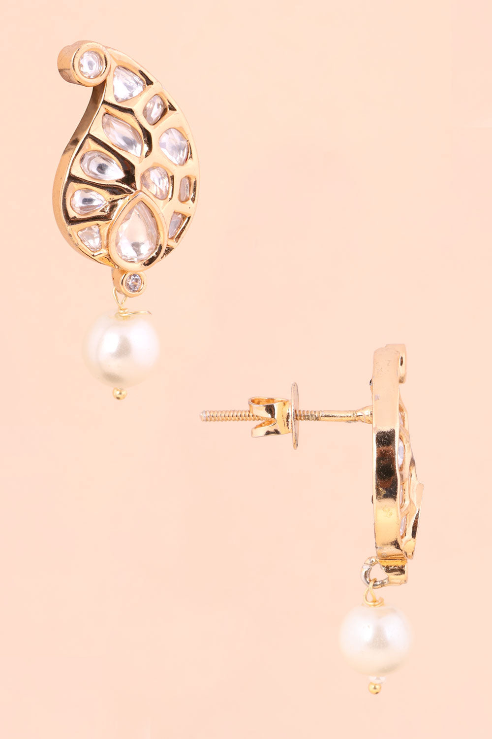 Gold Plated Earring With Pearl 