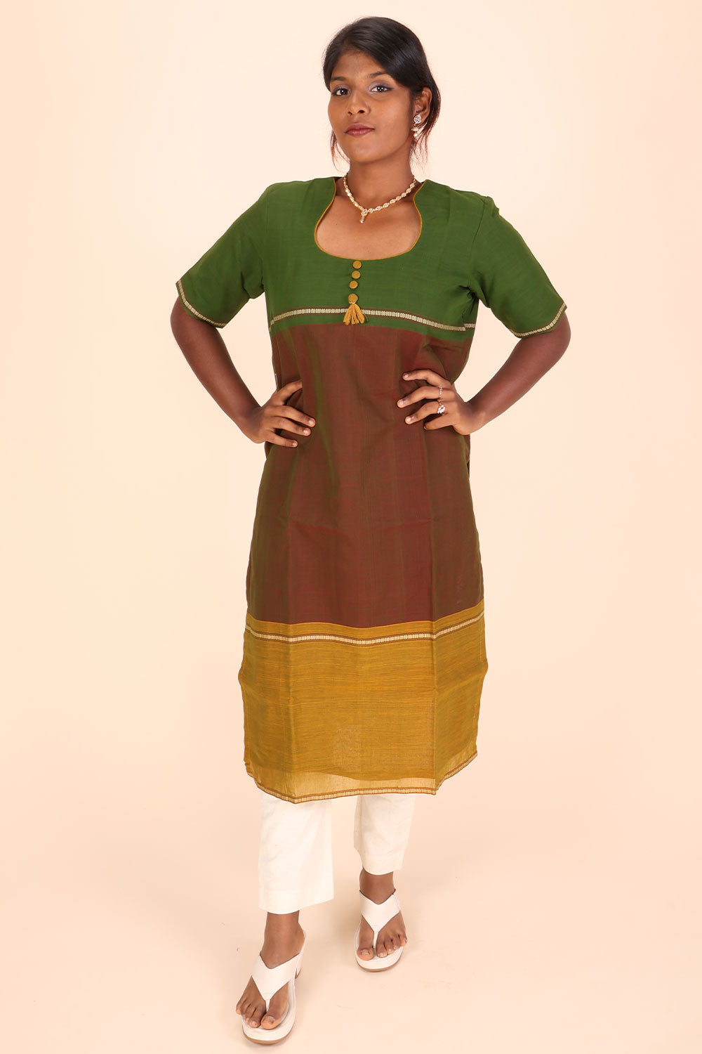 Multicolour Andhra Cotton Kurta 10070683