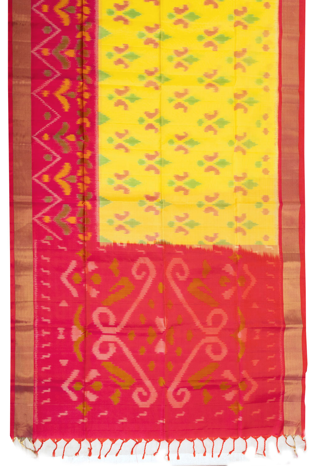 Yellow Handloom Ikat Soft Silk Saree 10070691 - Avishya