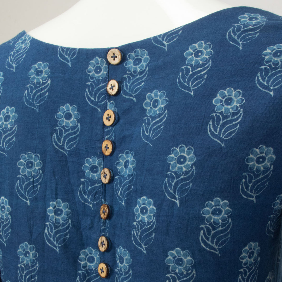 Blue Hand Block Printed Cotton Blouse - Avishya