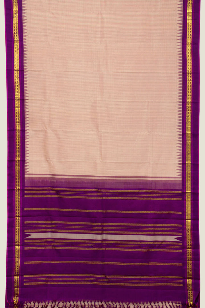 Shell Pink Pure Zari Korvai Kanjivaram Silk Saree 10062499