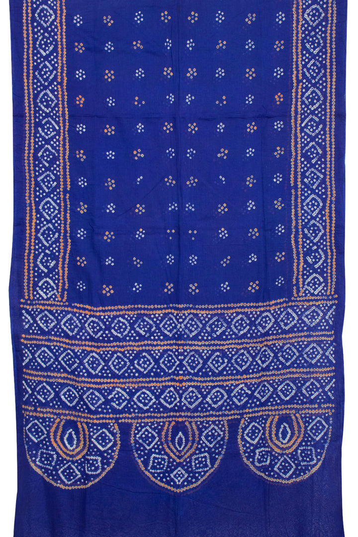 Royal Blue Handcrafted Bandhani Mulmul Cotton Saree 10062531