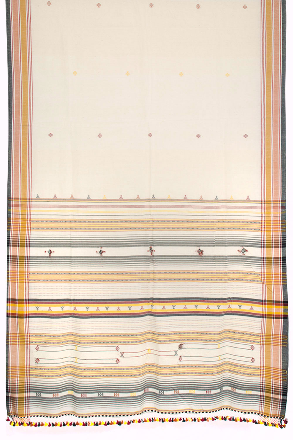 White Handloom Bhujodi Kala Cotton Saree 10062744