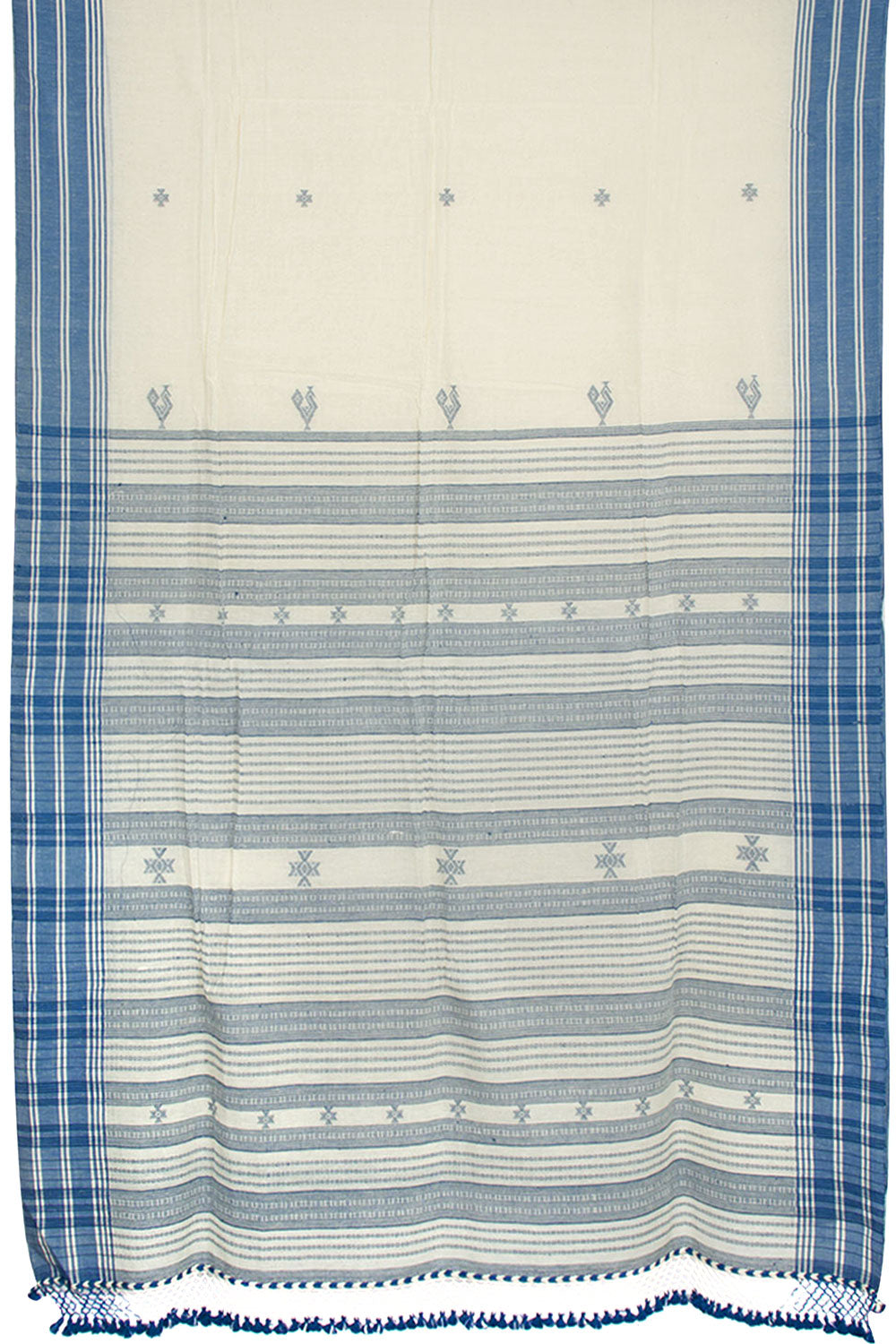 White Handloom Bhujodi Kala Cotton Saree 10062746