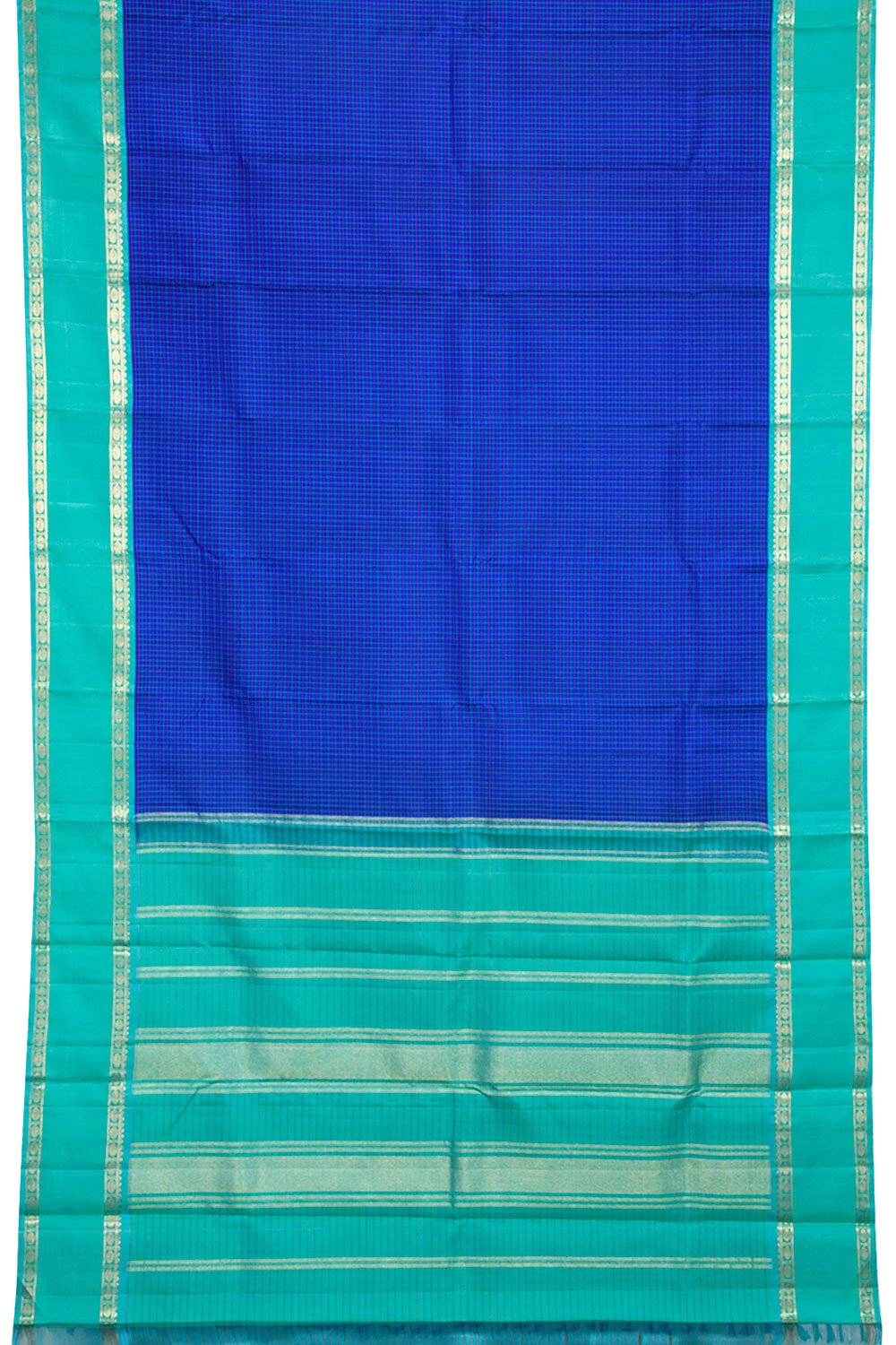 Sapphire Blue Pure Zari Korvai Kanjivaram Silk Saree 10062783