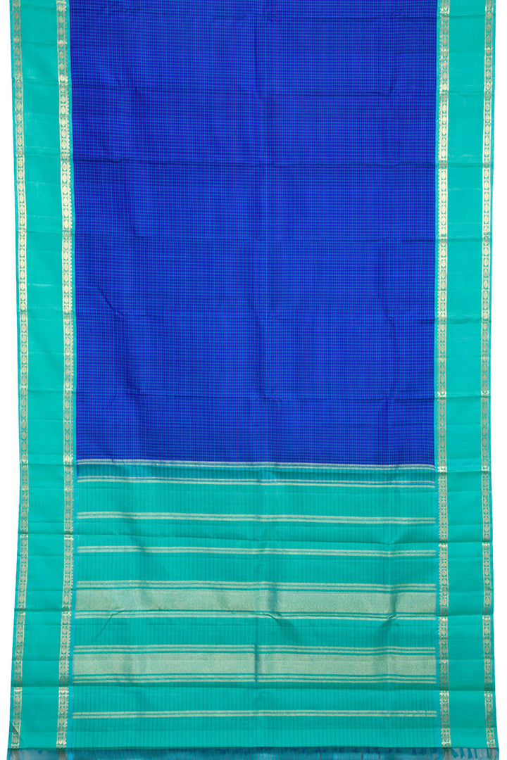 Sapphire Blue Pure Zari Korvai Kanjivaram Silk Saree 10062783