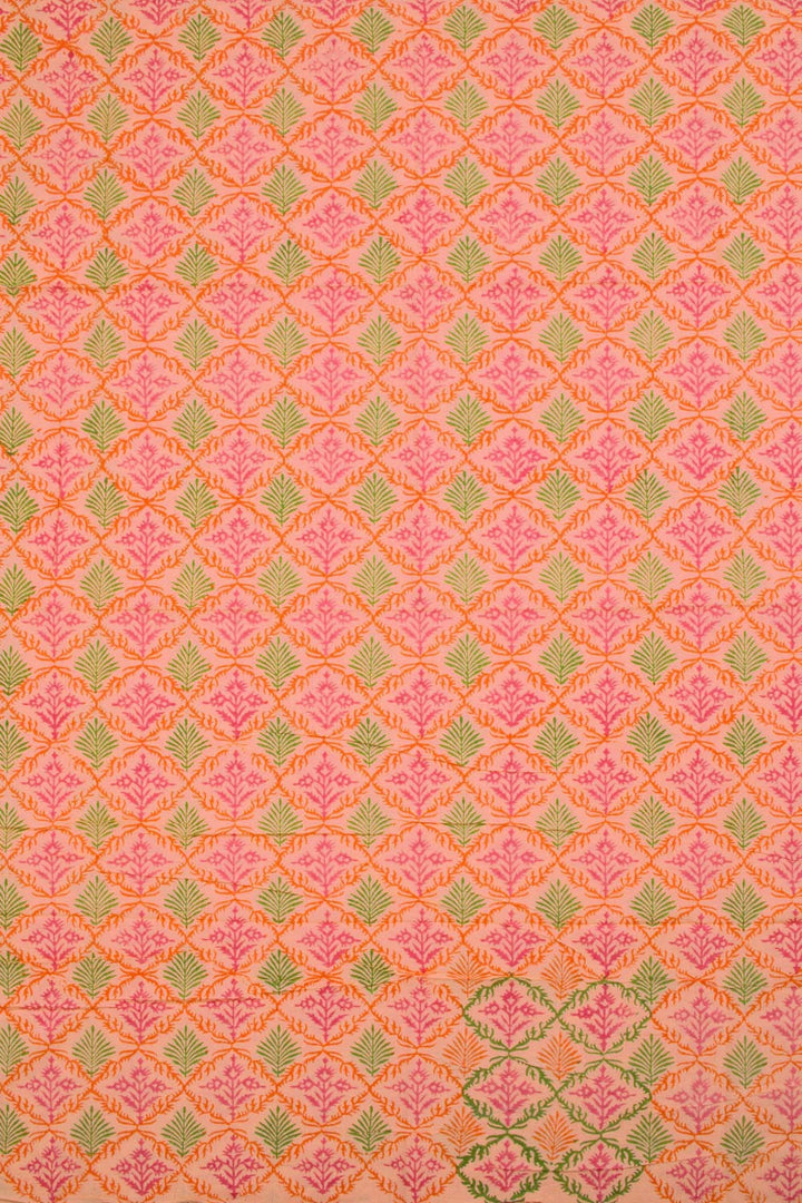 Pink Hand Block Printed Mulmul Cotton Salwar Suit Material 10062847