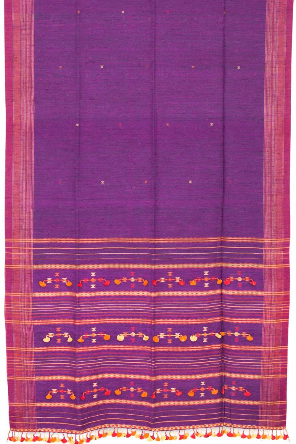 Warm Purple Handloom Bhujodi Kala Cotton Saree 10062882