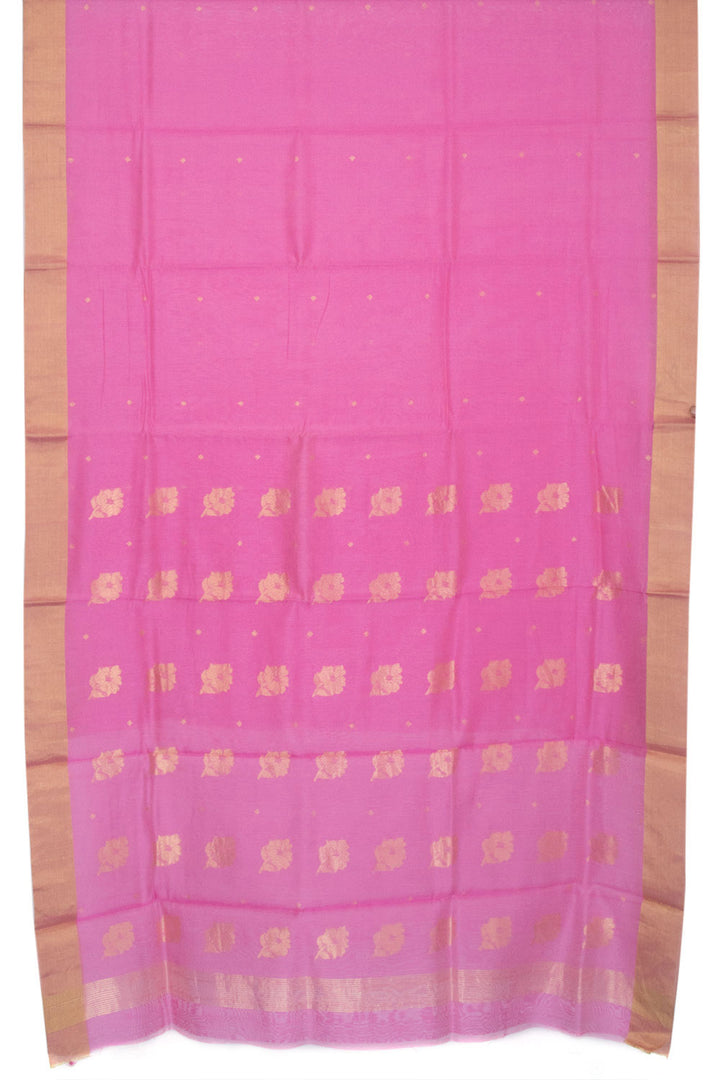 Thulian Pink Handloom Maheswari Silk Cotton Saree 10062917