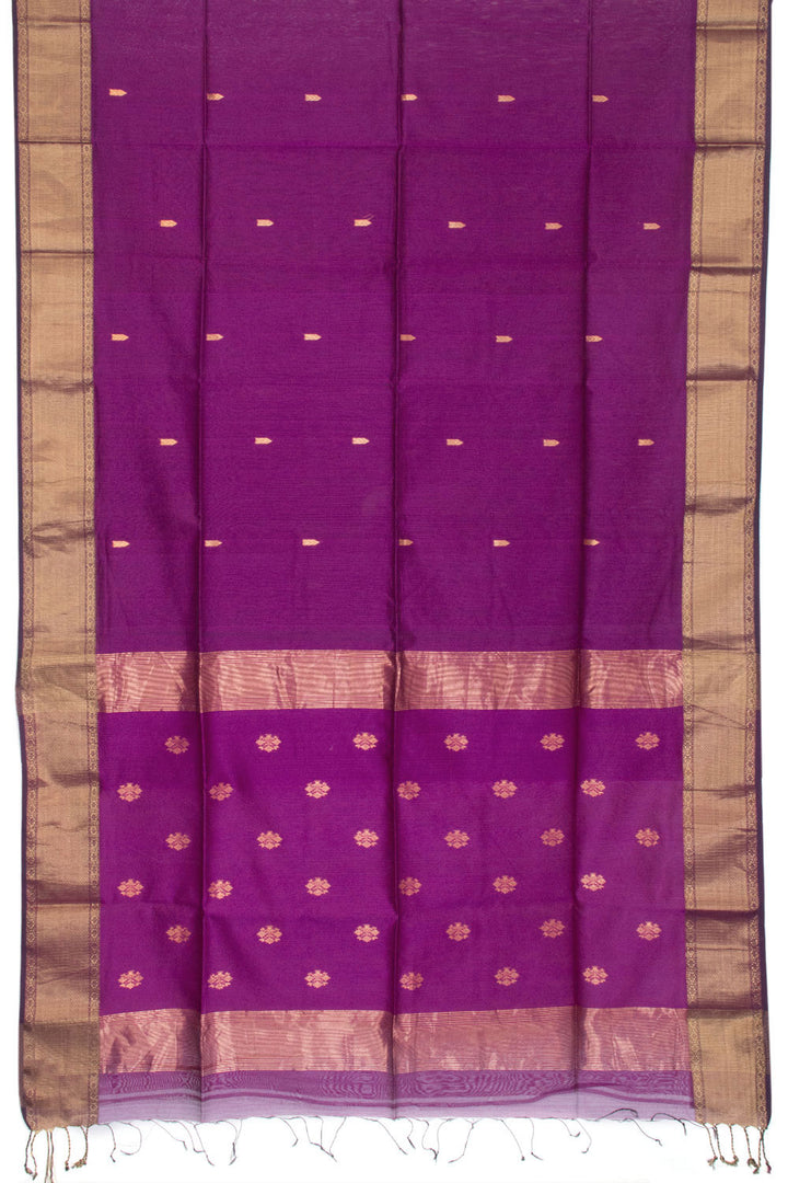 Purple Handloom Maheswari Silk Cotton Saree 10062924