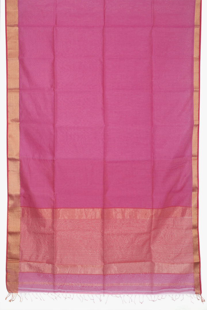 Rose Pink Handloom Maheswari Silk Cotton Saree 10062926