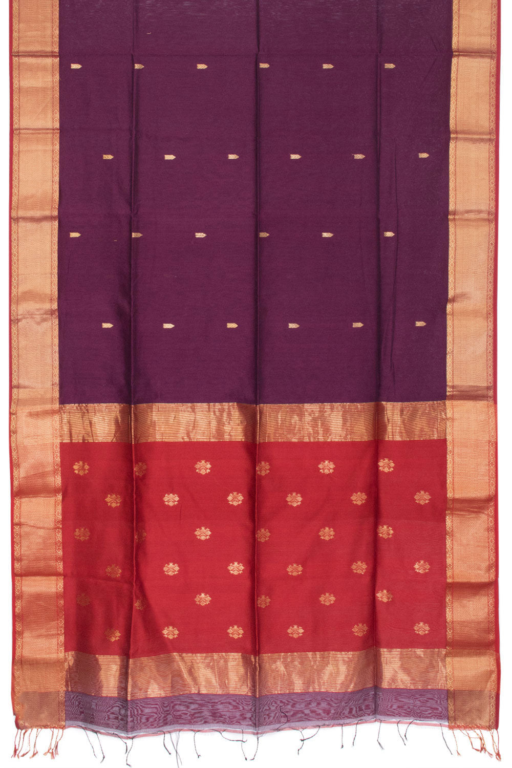 Egg Plant Purple Handloom Maheswari Silk Cotton Saree 10062928