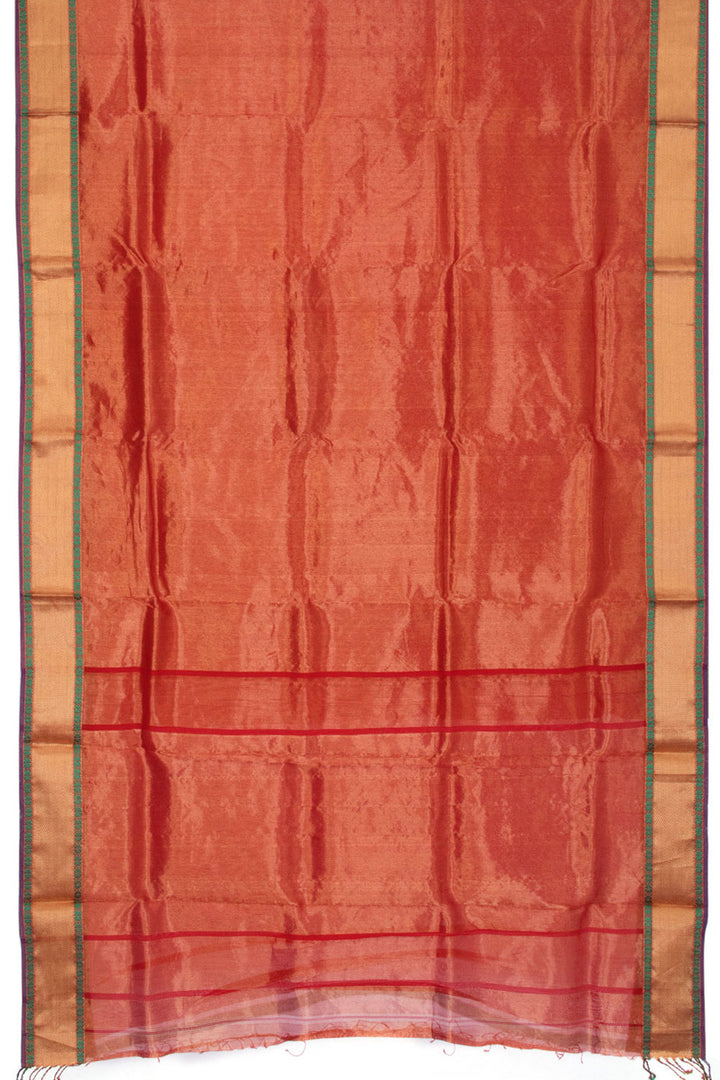 Red Handloom Maheshwari Silk Cotton Saree 10062933