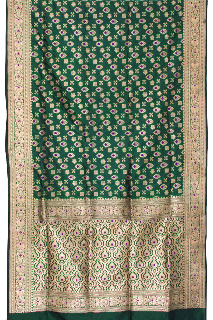 Timber Green Handloom Banarasi Katan Silk Saree 10063204