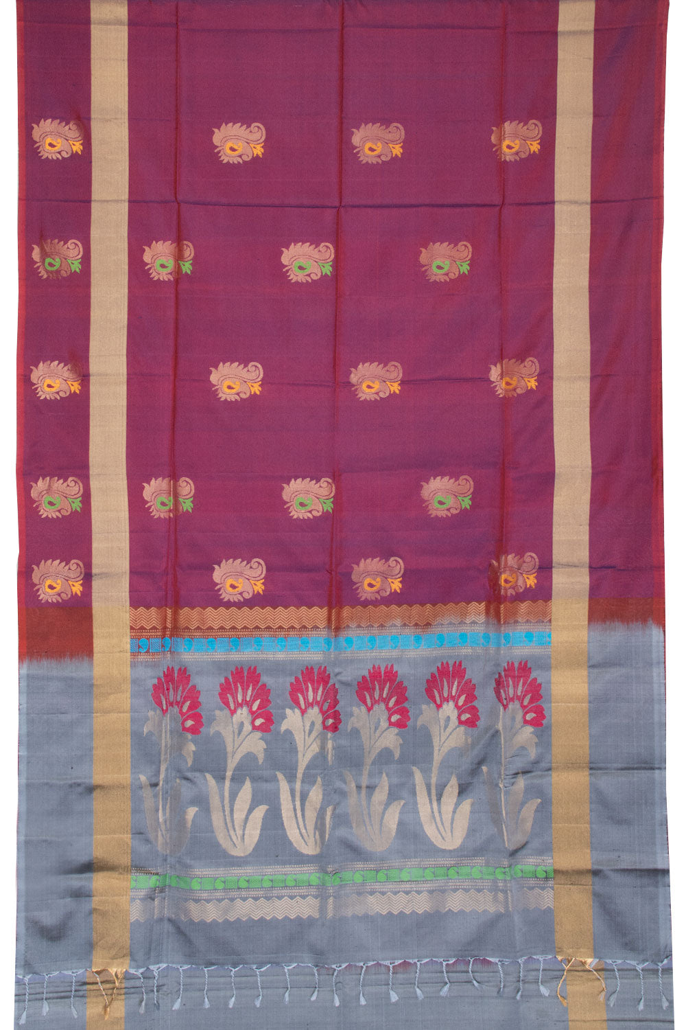 Raspberry Violet Handloom Kanjivaram Soft Silk Saree 10063281