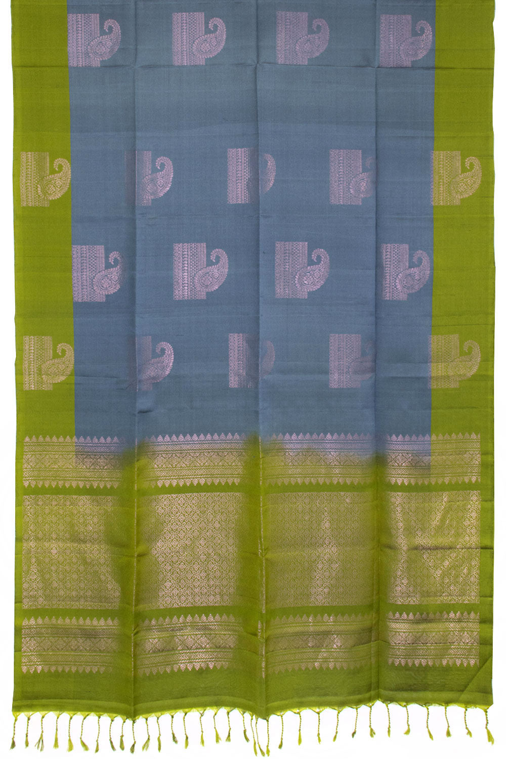 Slate Blue Handloom Kanjivaram Soft Silk Saree 10063287