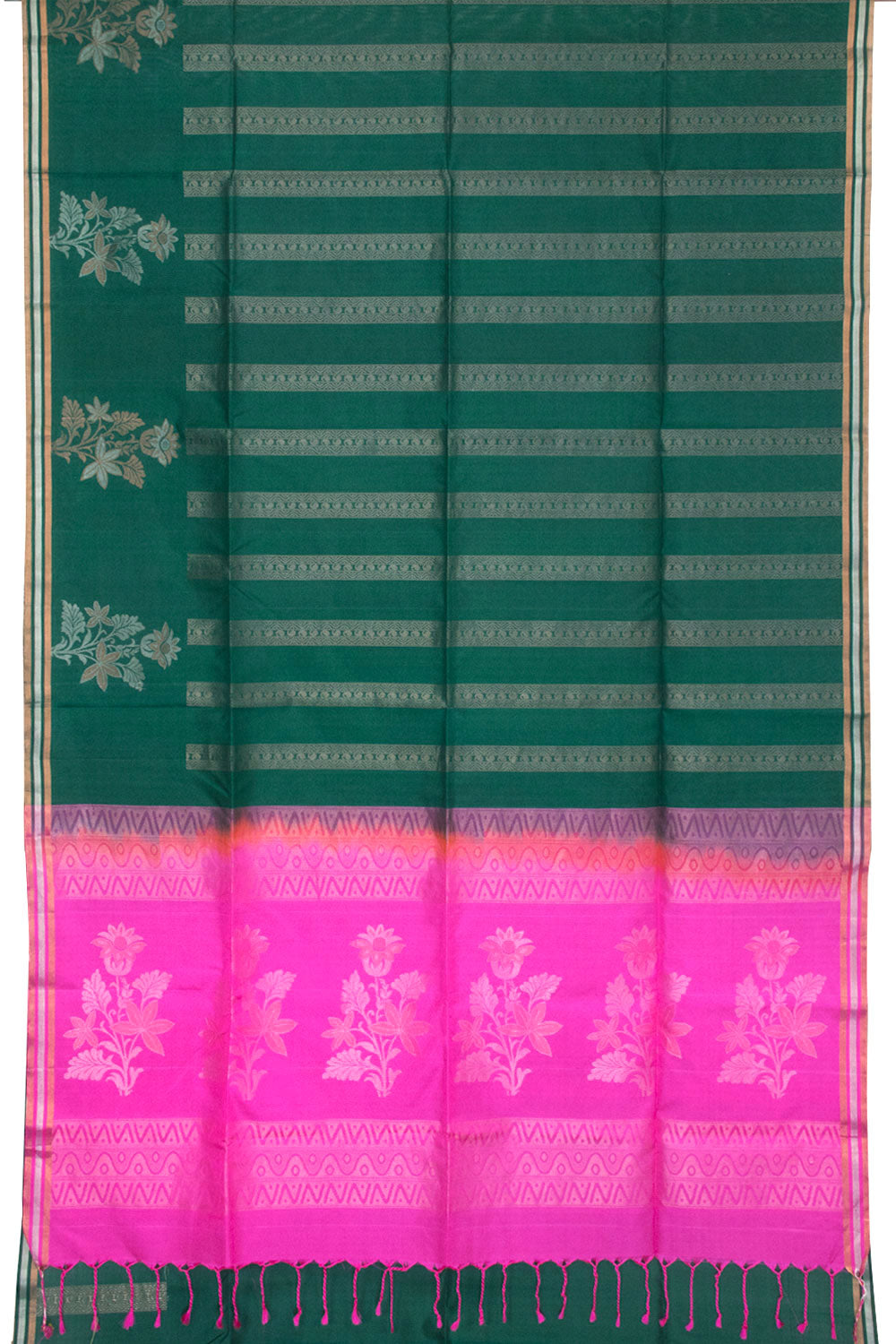 Emerald Green Handloom Kanjivaram Soft Silk Saree 10063289