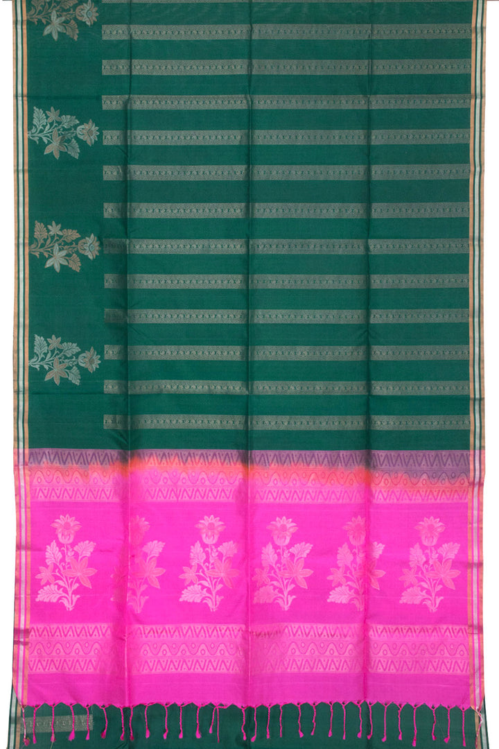 Emerald Green Handloom Kanjivaram Soft Silk Saree 10063289