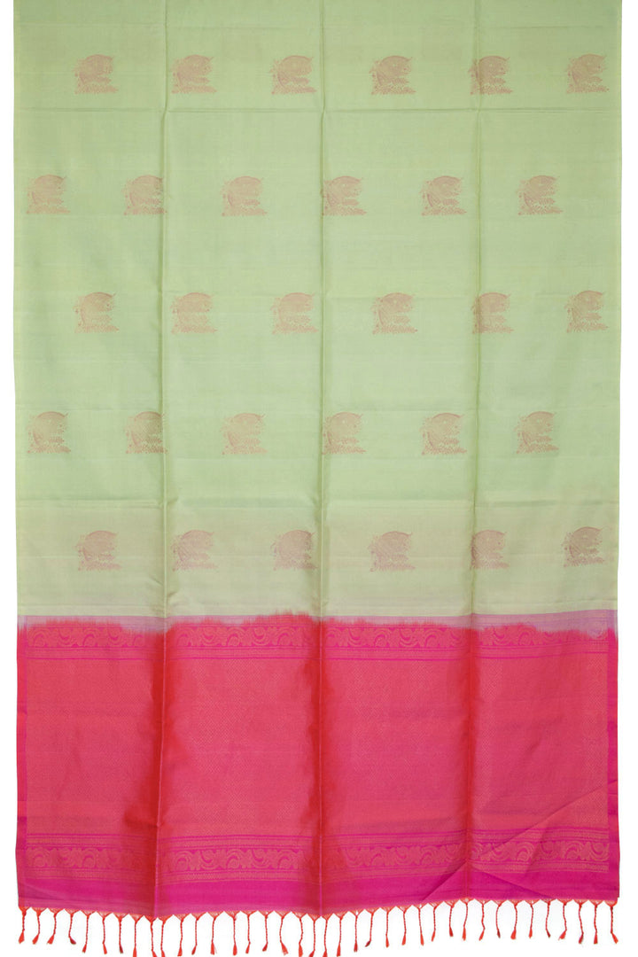 Pastel Green Handloom Kanjivaram Soft Silk Saree 10063293