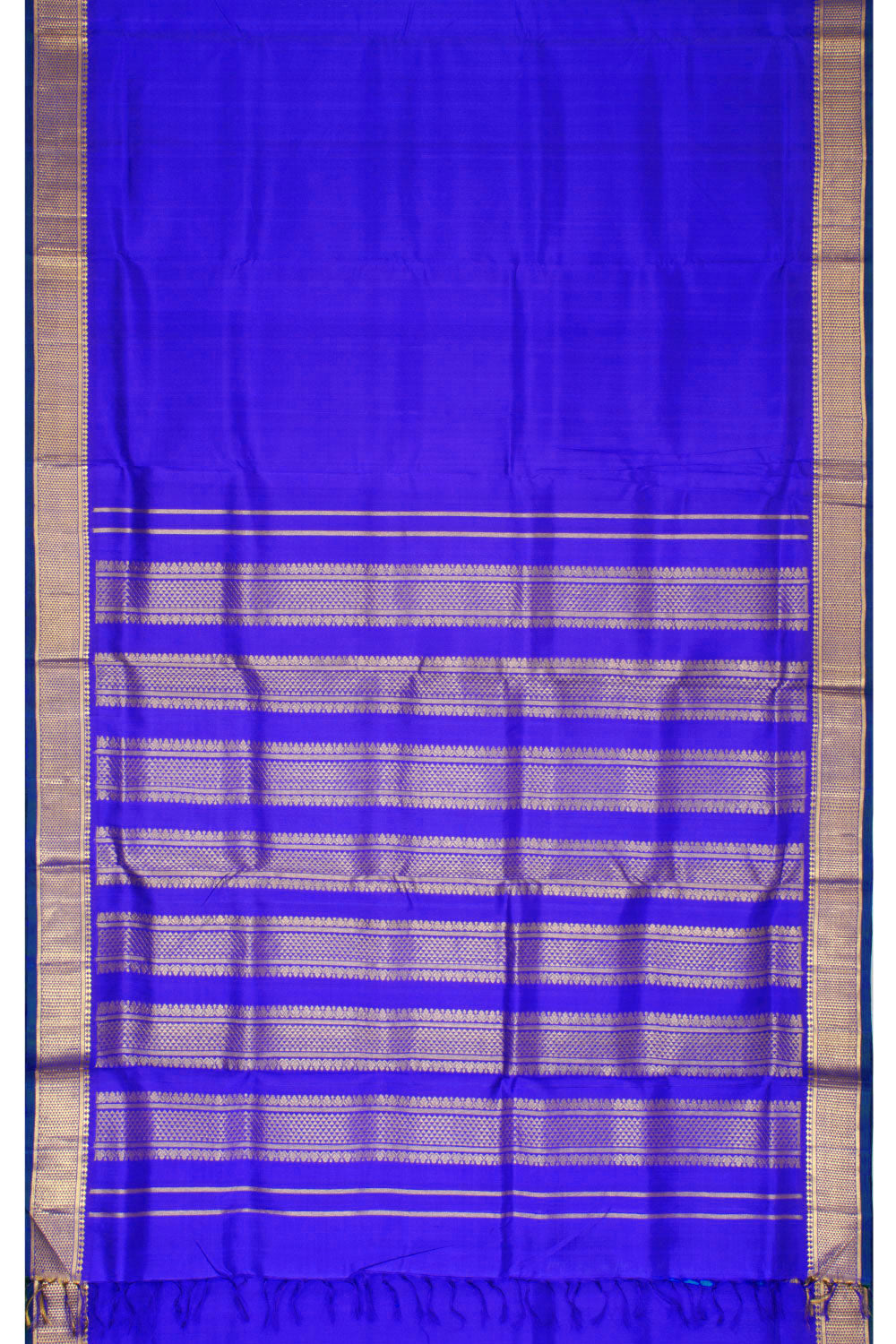 Sapphire Blue 9 Yards Pure Zari Kanjivaram Silk Saree 10063322