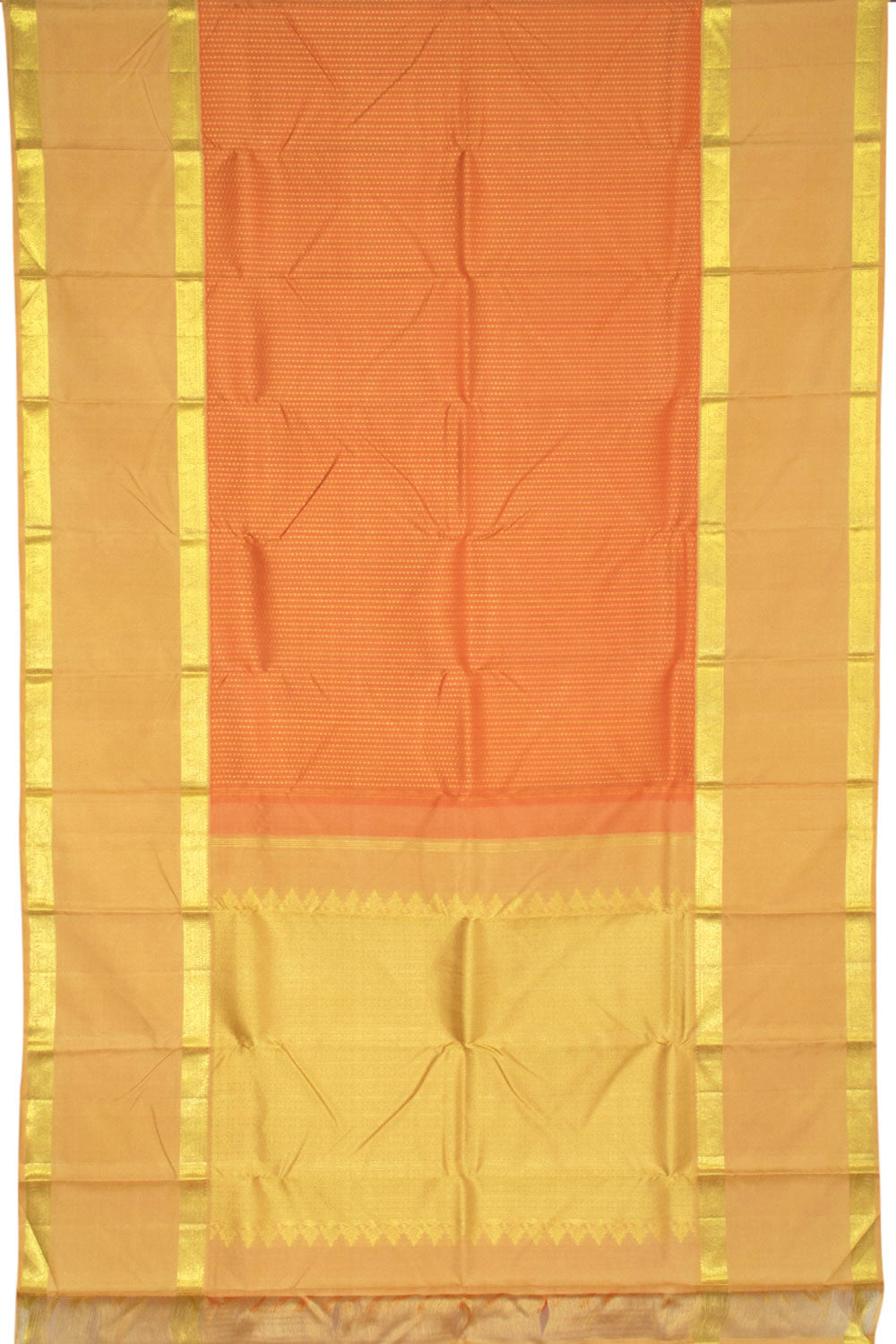 Pumpkin Orange Pure Zari Kanjivaram Silk Saree 10063323