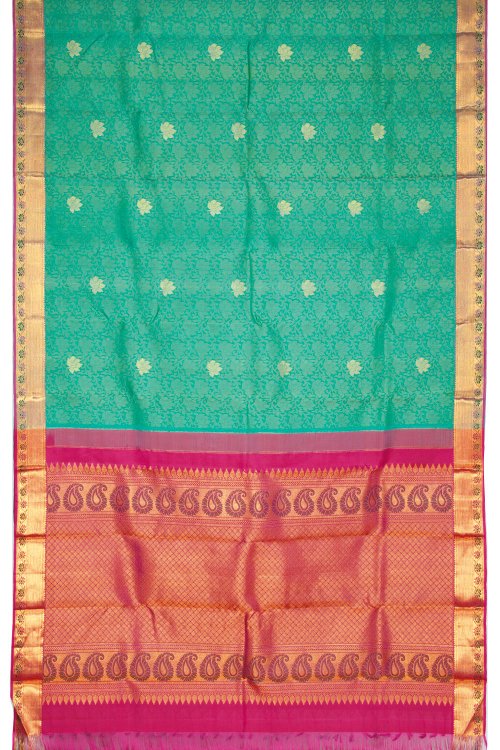 Sea Green Pure Zari Jacquard Kanjivaram Silk Saree 10063337