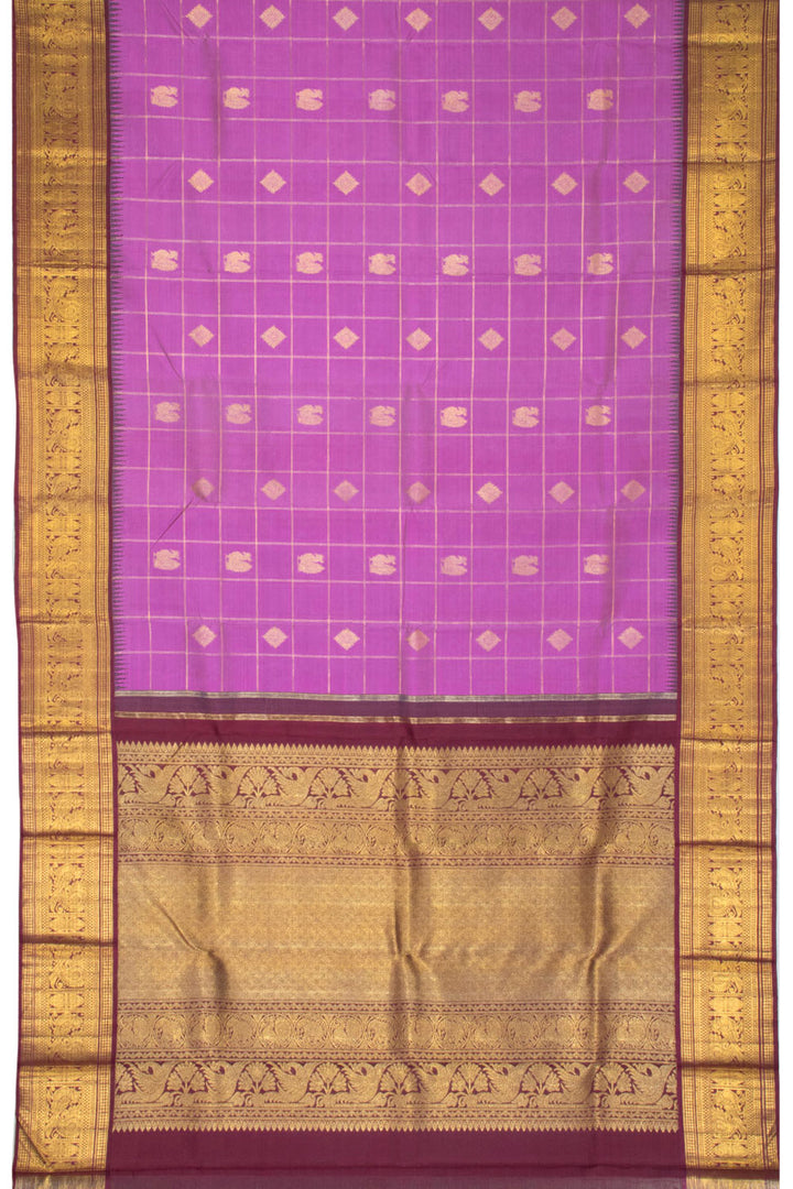 Persian Pink Pure Zari Bridal Korvai Kanjivaram Silk Saree 10063379