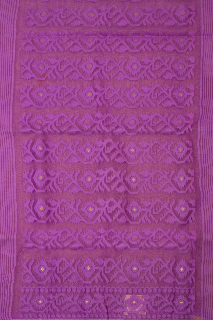 Purple Handloom Jamdani Style Jamdani Cotton Saree 10064010