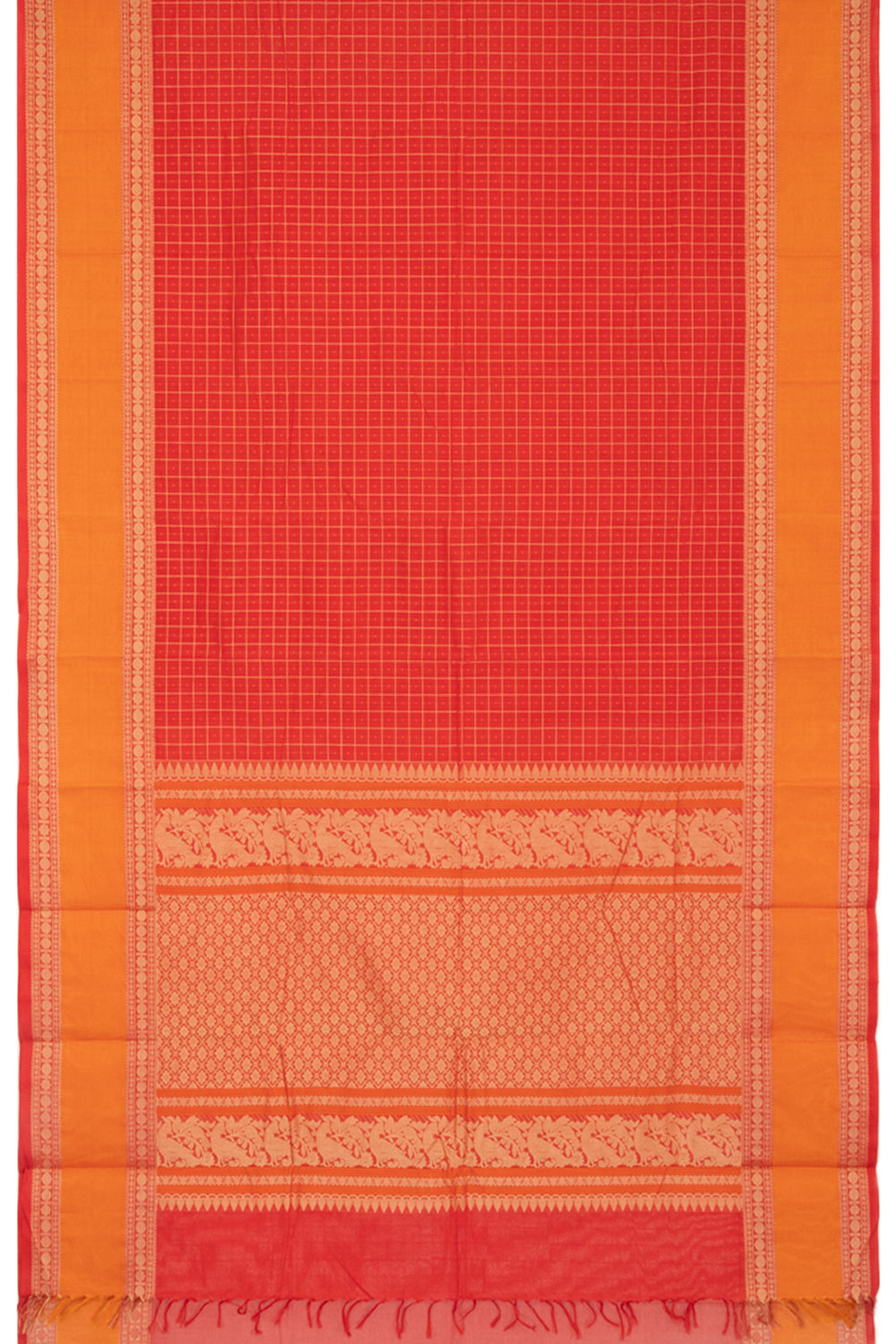 Red Handloom Kanchi Cotton Saree - Avishya