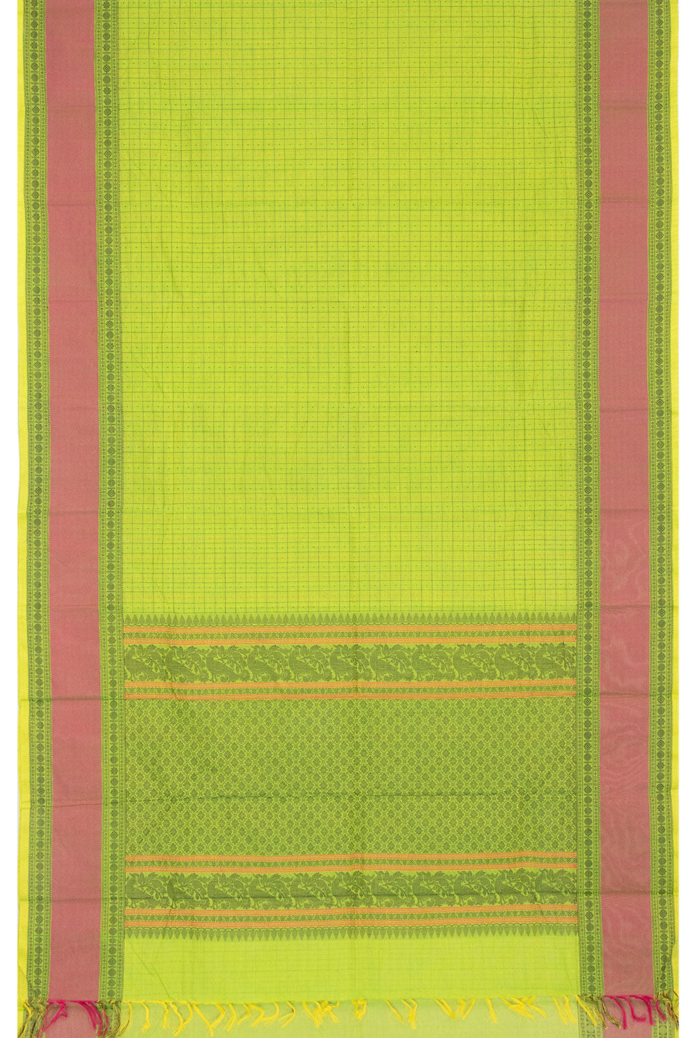 Parrot Green Handloom Kanchi Cotton Saree - Avishya